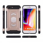 Wholesale iPhone 8 / 7 Metallic Plate Case Work with Magnetic Holder and Card Slot (Black)